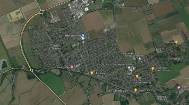 Map view of Market Deeping, Lincolnshire